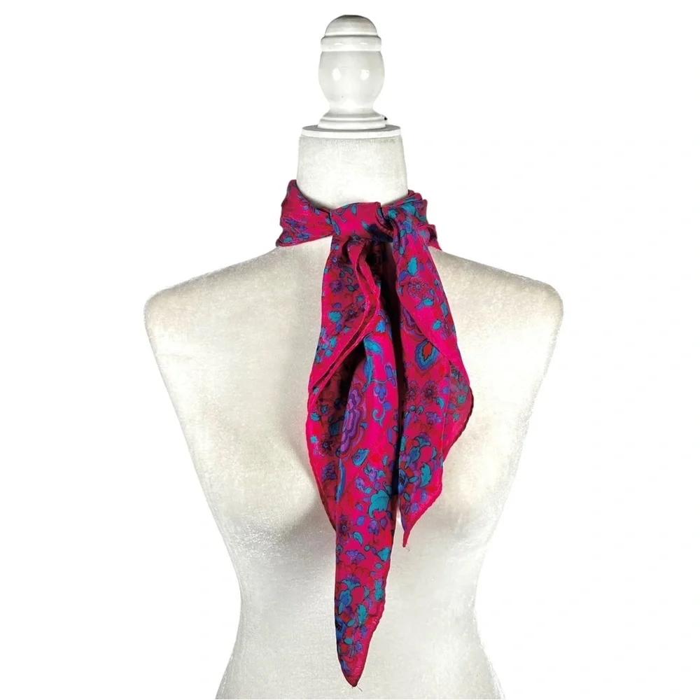 VINTAGE 100% Silk Floral Head Scarf